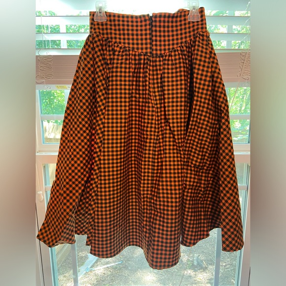 Vixen by Micheline Pitt- Corset Skirt in Orange Pumpkin Gingham - Picture 2 of 5